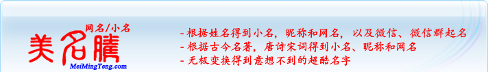根據(jù)姓名得到小名，昵稱(chēng)和網(wǎng)名；根據(jù)古今名著，唐詩(shī)宋詞得到小名，昵稱(chēng)和網(wǎng)名；無(wú)極變換得到意想不到的超酷名字